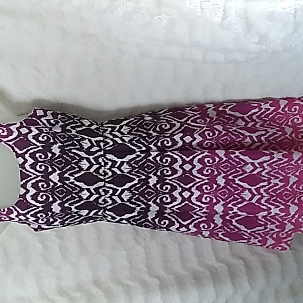 Ann Taylor Sleeveless Tank DRESS Sz 0 Purple & White & Pink 🌺